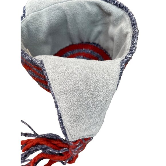 Native Creation Handmade gray red wool Earflap winter hat SKU 9173 - Picture 9 of 14